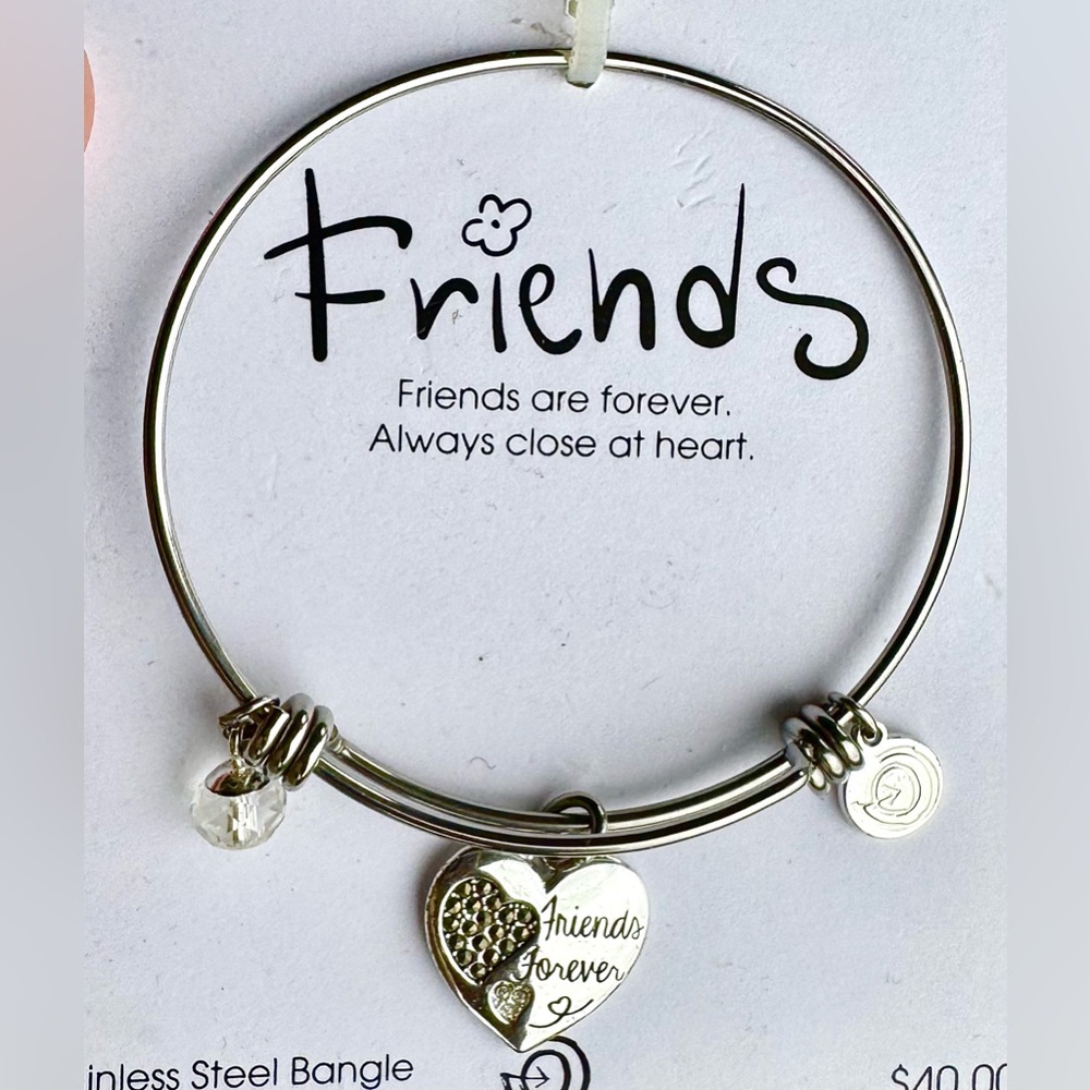 Love This Life Friends Forever Stainless Steel 3 Charms Expandable Bracelet NWT
